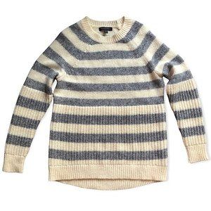 Banana Republic Stripe Chunky Knit Crew Neck Sweater Contrasting Stitches Cozy S
